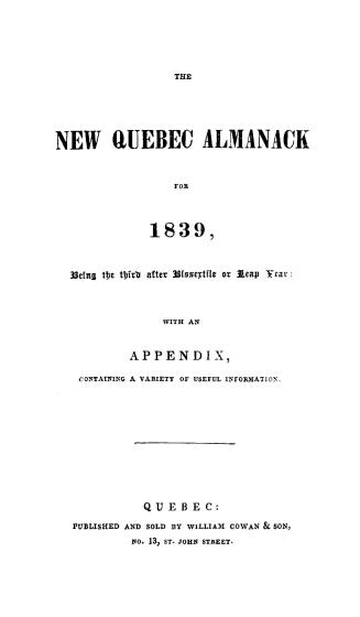 The New Quebec almanack