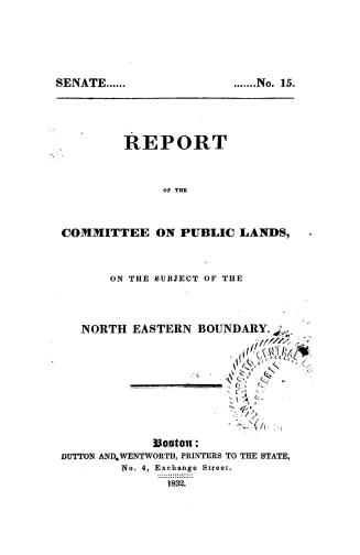 Reporton the subject of the North eastern boundary