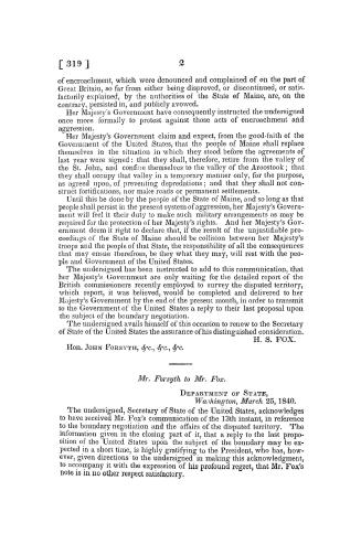 Message from the President of the United States, communicating additional correspondence in relation to the adjustment of the northeastern boundary, a(...)
