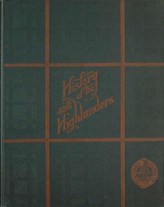 A plaid book cover with crest and title: History of the 48th Highlanders.