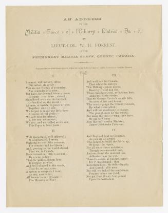 An address to the militia force of Military District No. 7