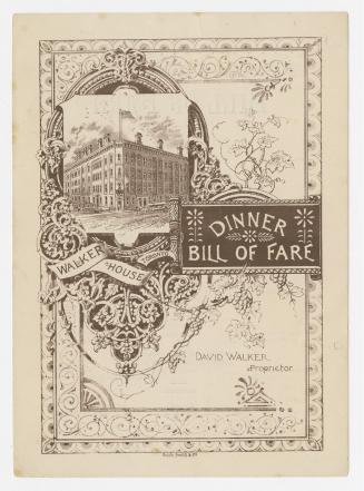 Walker House, Toronto : dinner bill of fare, Saturday, January 28th, 1888