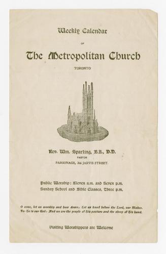 Weekly Calendar of the Metropolitan Church Toronto