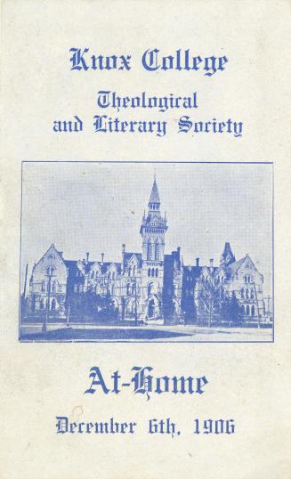 Knox College Theological and Literary Society at-home, December 6th, 1906
