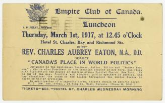 Empire Club of Canada luncheon, Thursday, March 1st, 1917