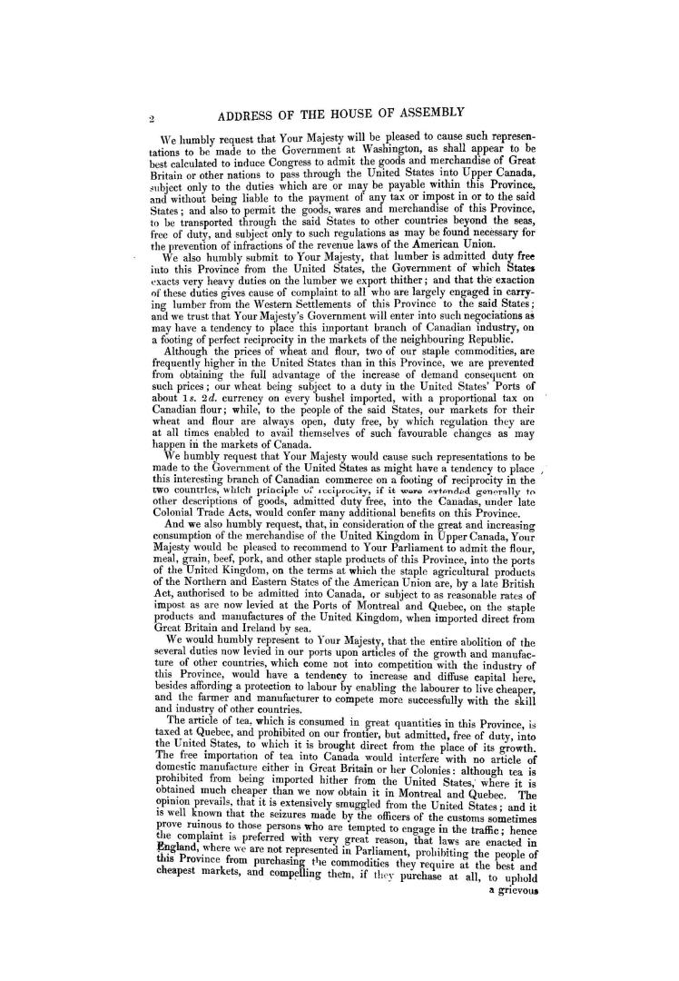 Upper Canada, return to an address of the honourable the House of commons, dated 26 April, 1836, for copy of an address of the House of assembly of Up(...)