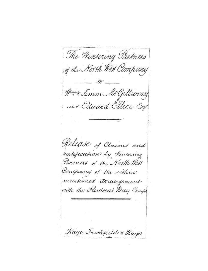 The wintering partners of the North west company to Wm