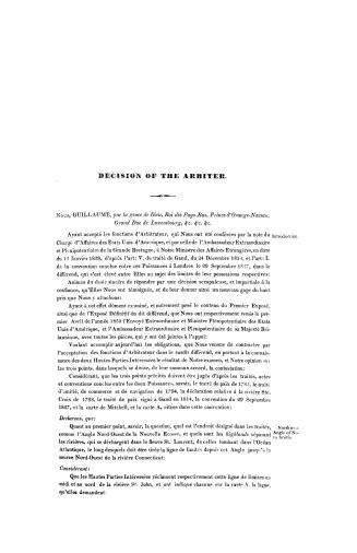 Decision of the arbiter