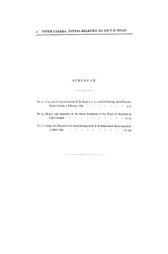Canada, Sir F.B. Head, return to an address of the honourable the House of commons, dated 21 April, 1837, for copy of a despatch from Sir F.B. Head, i(...)