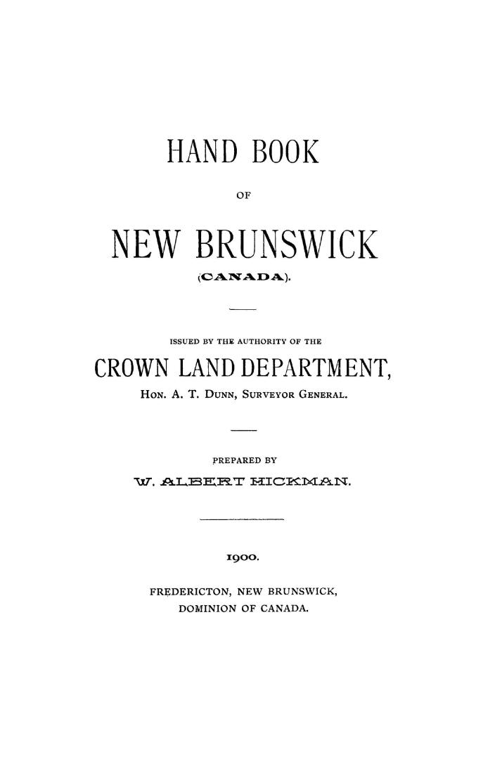 Hand book of New Brunswick (Canada)