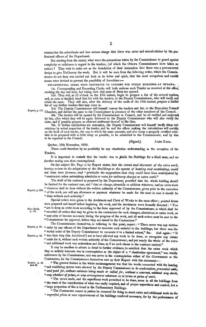 Memorandum [refuting charges made in the Report of the Commissioners on the Ottawa buildings