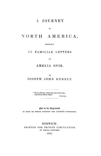 A journey in North America, described in familiar letters to Amelia Opie