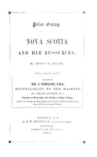 Nova Scotia and her resources