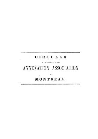 Circular of the committee of the Annexation Association of Montreal
