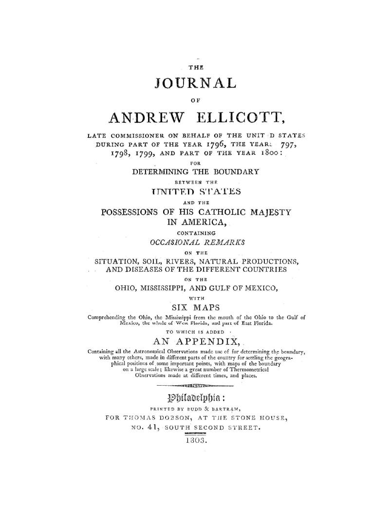 The journal of Andrew Ellicott