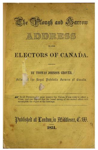 The plough and harrow, address to the electors of Canada