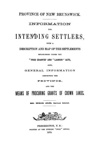 Information for intending settlers
