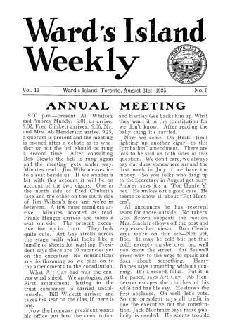Ward's Island weekly, 1935-08-31