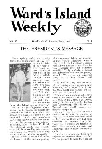 Ward's Island weekly, 1933-05