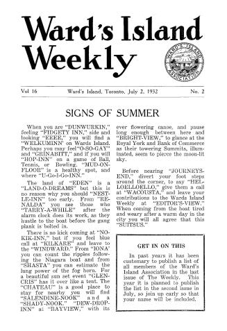 Ward's Island weekly, 1932-07-02