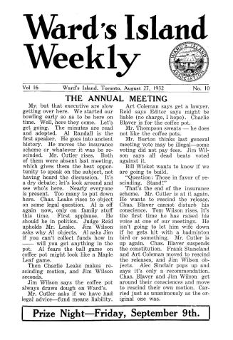 Ward's Island weekly, 1932-08-27