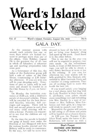 Ward's Island weekly, 1933-08-05