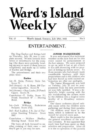 Ward's Island weekly, 1933-07-29