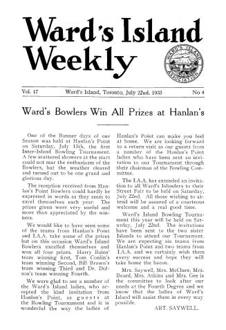 Ward's Island weekly, 1933-07-22