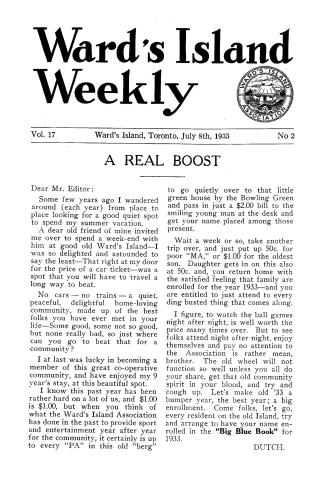 Ward's Island weekly, 1933-07-08