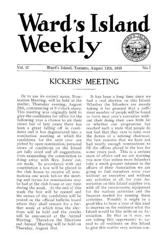Ward's Island weekly, 1933-08-12