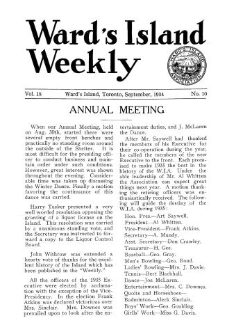 Ward's Island weekly, 1934-09