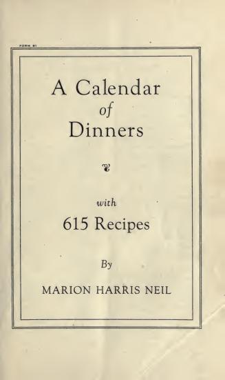 A calendar of dinners, with 615 recipes