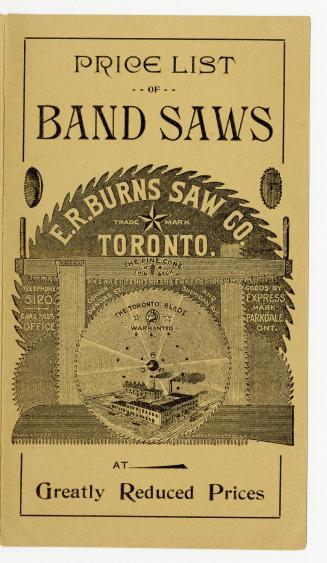 Price list of band saws : E.R. Burns Saw Co.