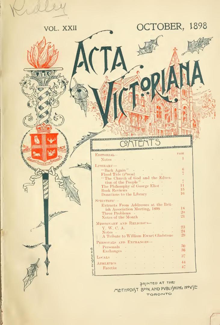 Acta Victoriana, October 1898- May 1899