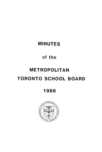 Minutes and appendix of the Metropolitan School Board, 1986