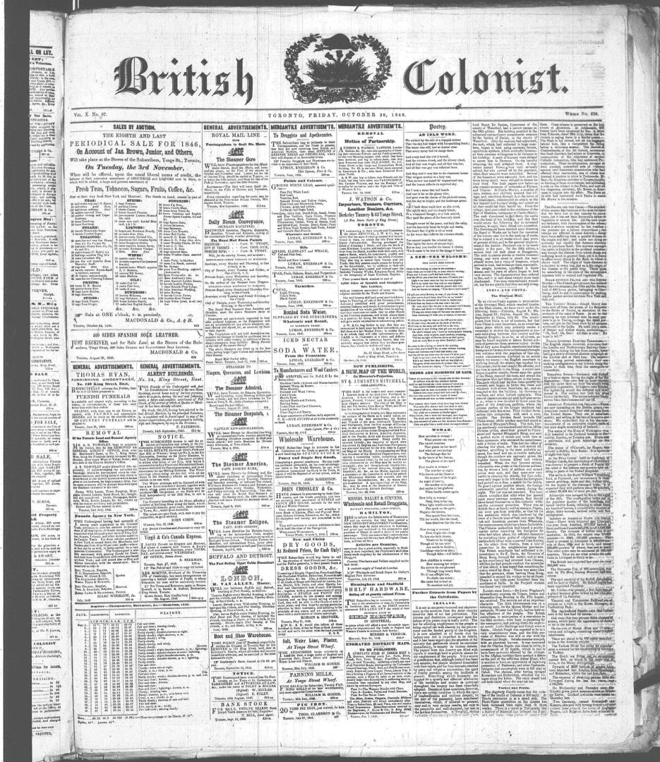 British Colonist October 30, (1846)
