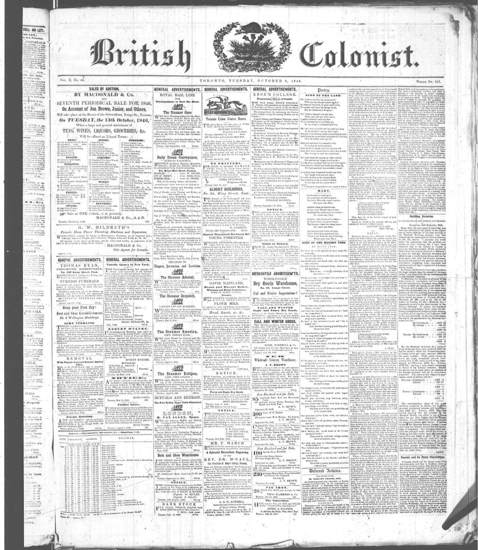 British Colonist October 06, (1846)