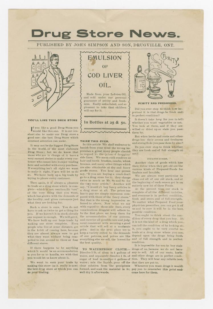 Drug Store News ; published by John Simpson and son, Drugville, Ont.