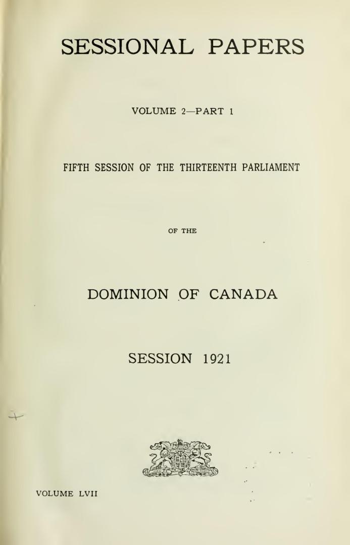Sessional papers of the Dominion of Canada 1921