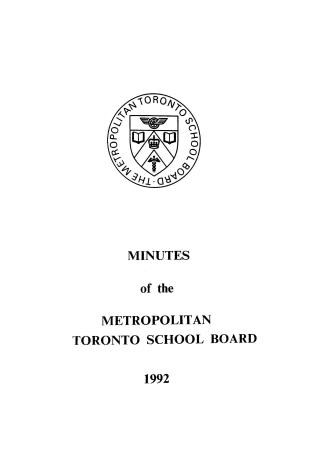 Minutes and appendix of the Metropolitan School Board, 1992
