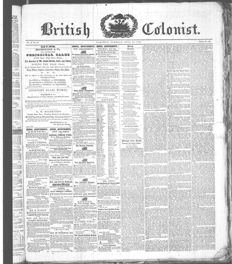 British Colonist July 21, (1846)
