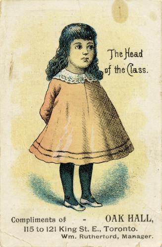Illustration of a little girl with long, dark, wavy hair. She is wearing a red dress with a whi ...