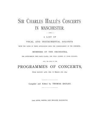 Sir Charles Hall's concerts in Manchester