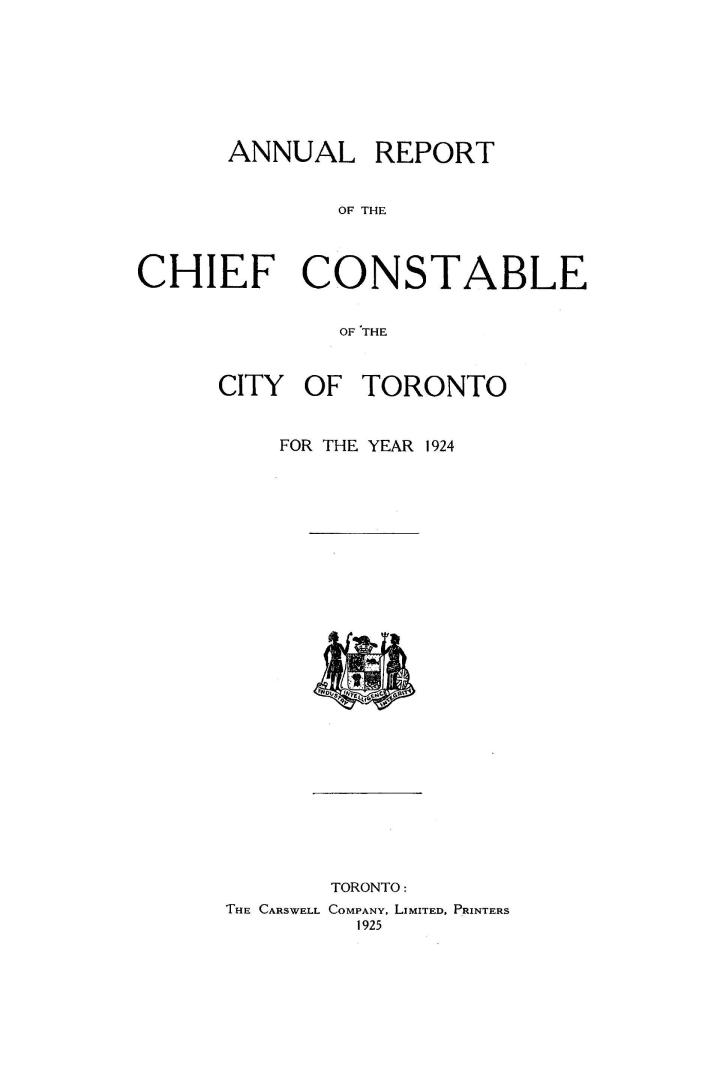 Annual report of the Toronto city constable 1924