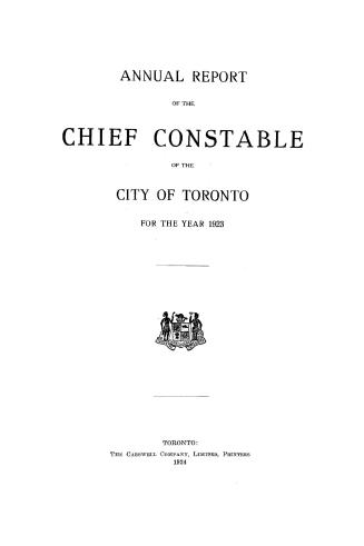 Annual report of the Toronto city constable 1923