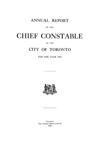 Annual report of the Toronto city constable 1926