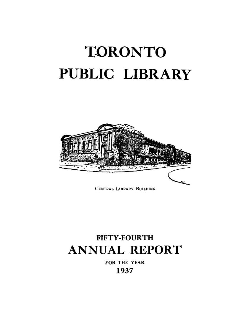 Toronto Public Library Board. Annual report 1937