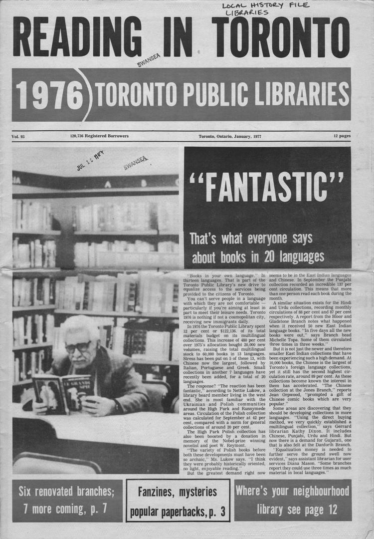 Toronto Public Library Board. Annual report 1976