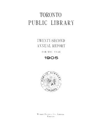 Toronto Public Library Board. Annual report 1905