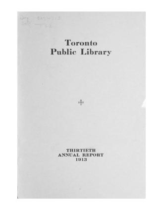 Toronto Public Library Board. Annual report 1913